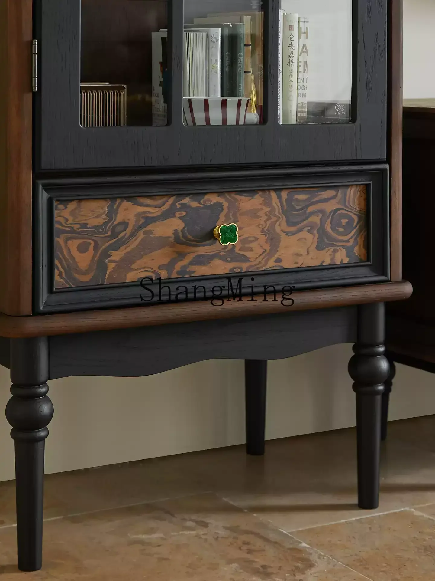 

ZYYRetro Solid Wood Wine Cabinet Living Room Home Wall-Mounted Glass Wine Display Storage Rack