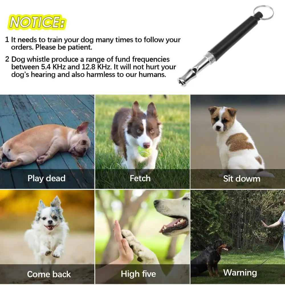 Silent Ultrasonic Dog Whistle Stop barking Adjustable Pitch Dog Training Whistle with Lanyard Strap and Clicker