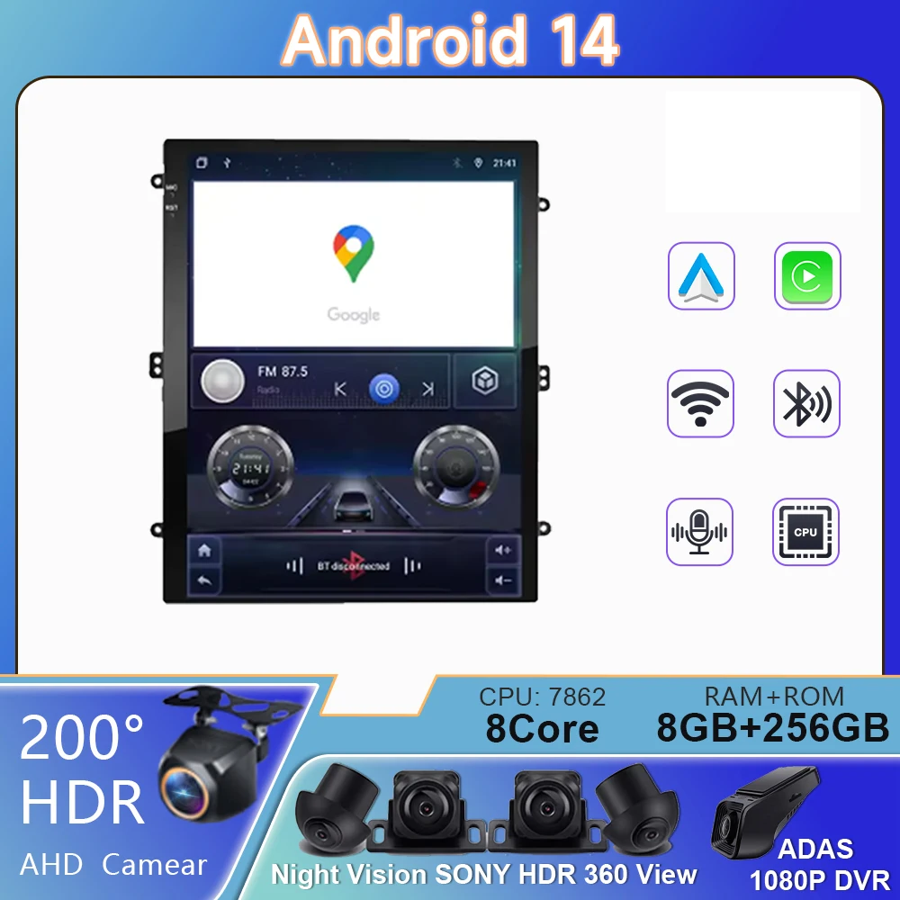 

9.7'' Universal Android Auto Stereo Video Player Android Auto Car Radio GPS Navigation 2din Multimedia Stereo Carplay 8GB+256GB