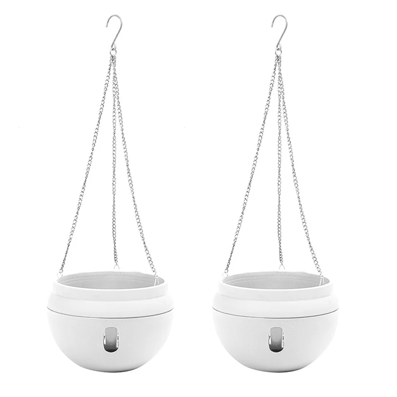 

2Pcs Plastic Hanging Planter Self Watering Basket With Hooks, Hanging Flower Pot With Detachable Base