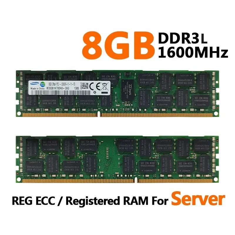 Samsung-Memoria de servidor DDR3L REG ECC RAM, 16GB, 8GB, 4GB de RAM, 1866, 1600, 1333MHz, PC3L-12800R, 1/4/8 unidades