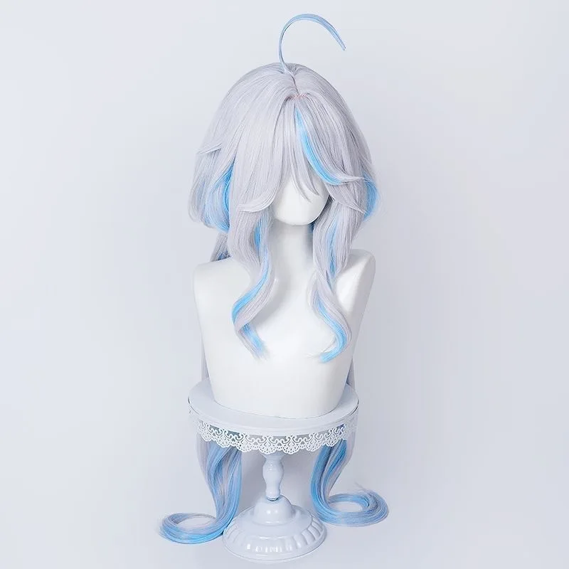 Fontaine Focalors Cosplay Wig Game Genshin Impact Furina Wigs Blue White Curly Heat Resistant Hair Anime Wigs