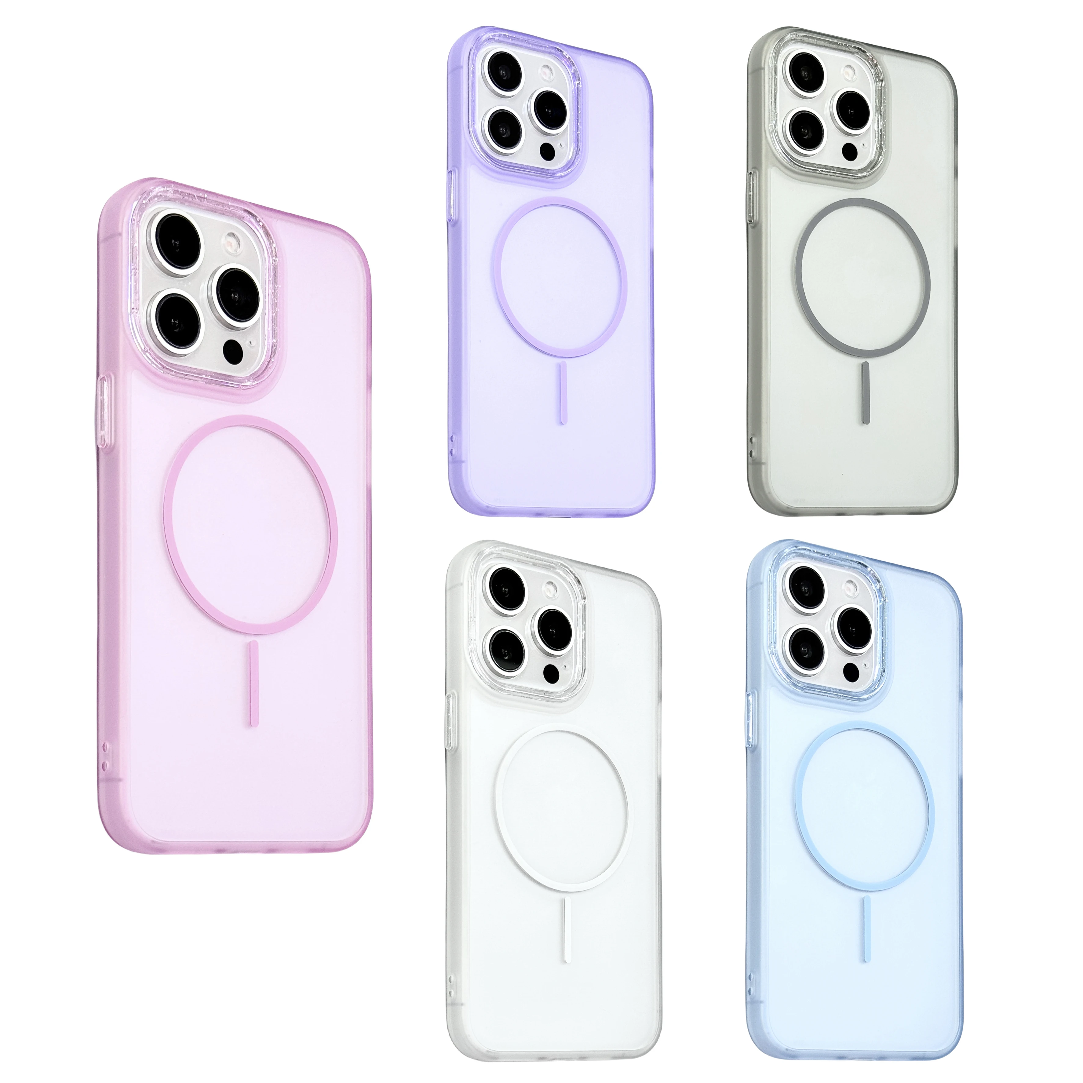 Shiny Magnetic TPU Soft Edge Phone Case For IPhone 15 16 Pro Max PC Backplane Button Protect Magnetic Phone Cover For 13 14 Pro