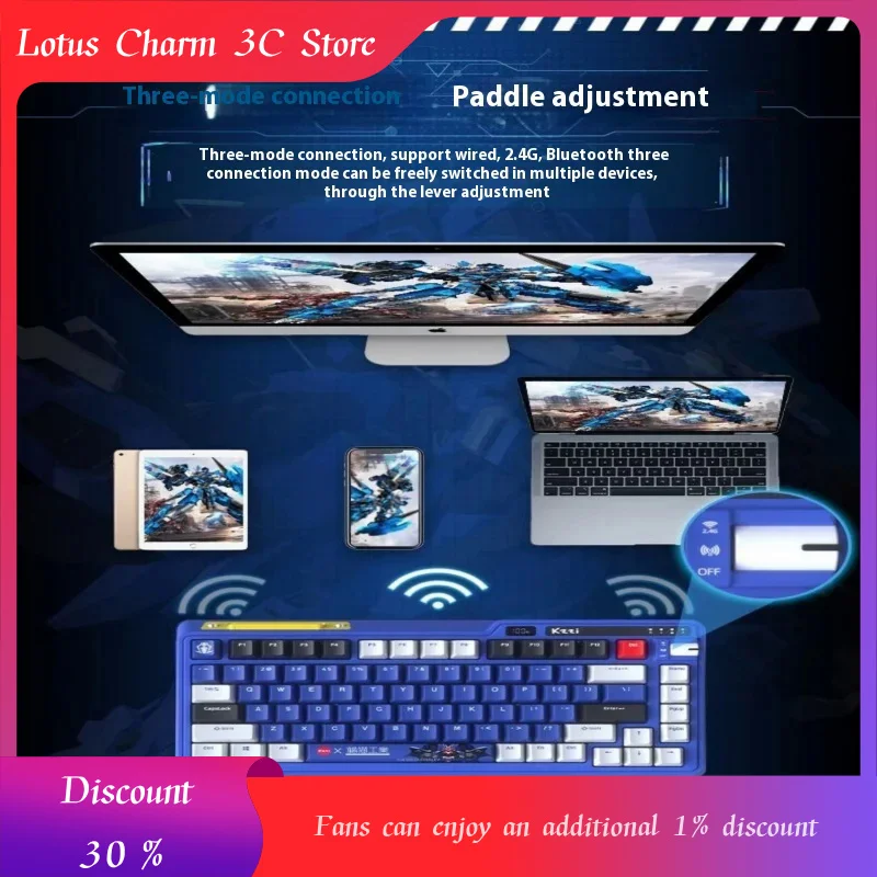 Kz K75 Shining Edition Co-Branded Three-Mode Mechanical Keyboard Wireless Bluetooth Gasket Gaming Rgb Computer Accessories Pbt