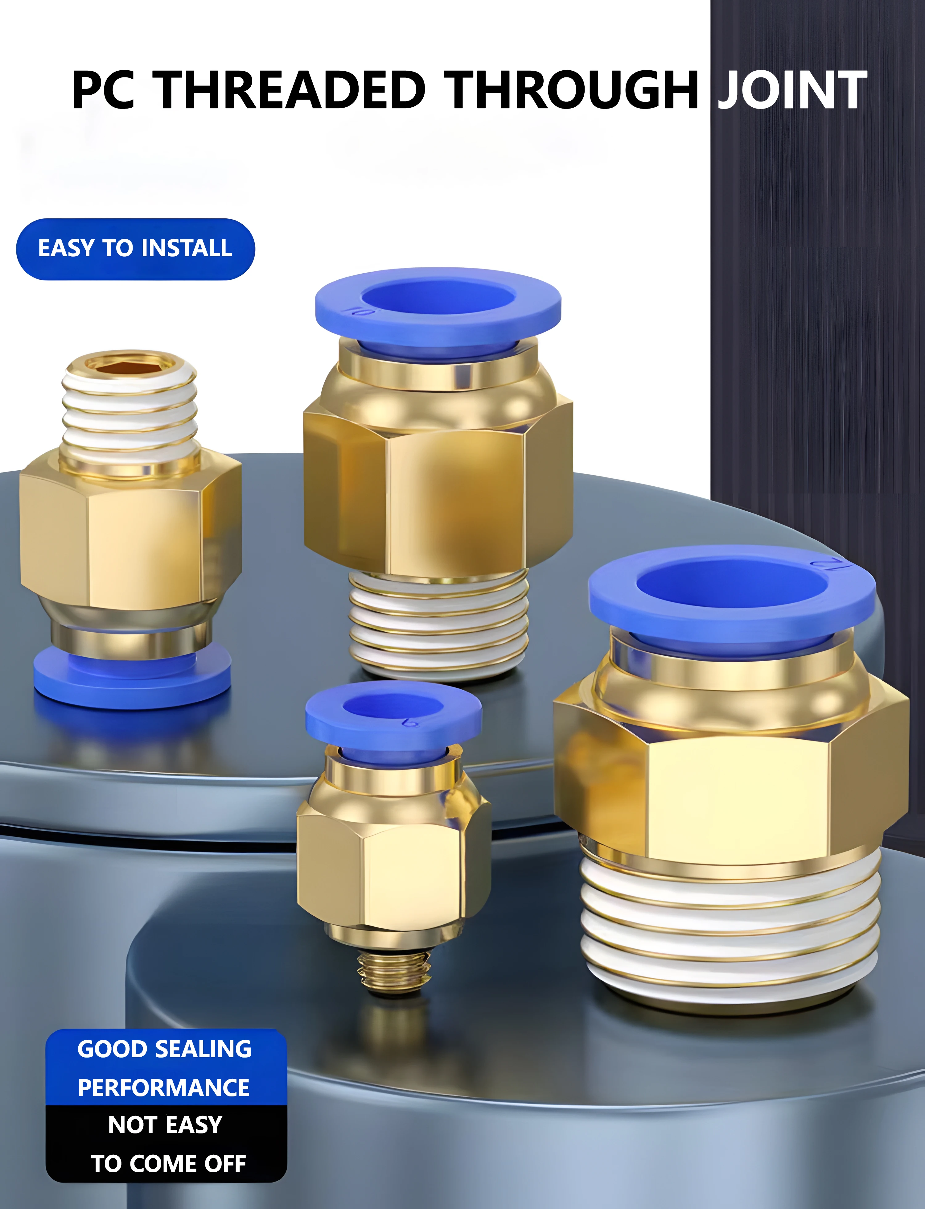PC/PCF/SL/PB/PL/PX Pneumatische Air Connector Fitting 10/12/14/16mm Draad M5 3/4 "1 2-weg Slangkoppelingen Pijp Snelkoppelingen