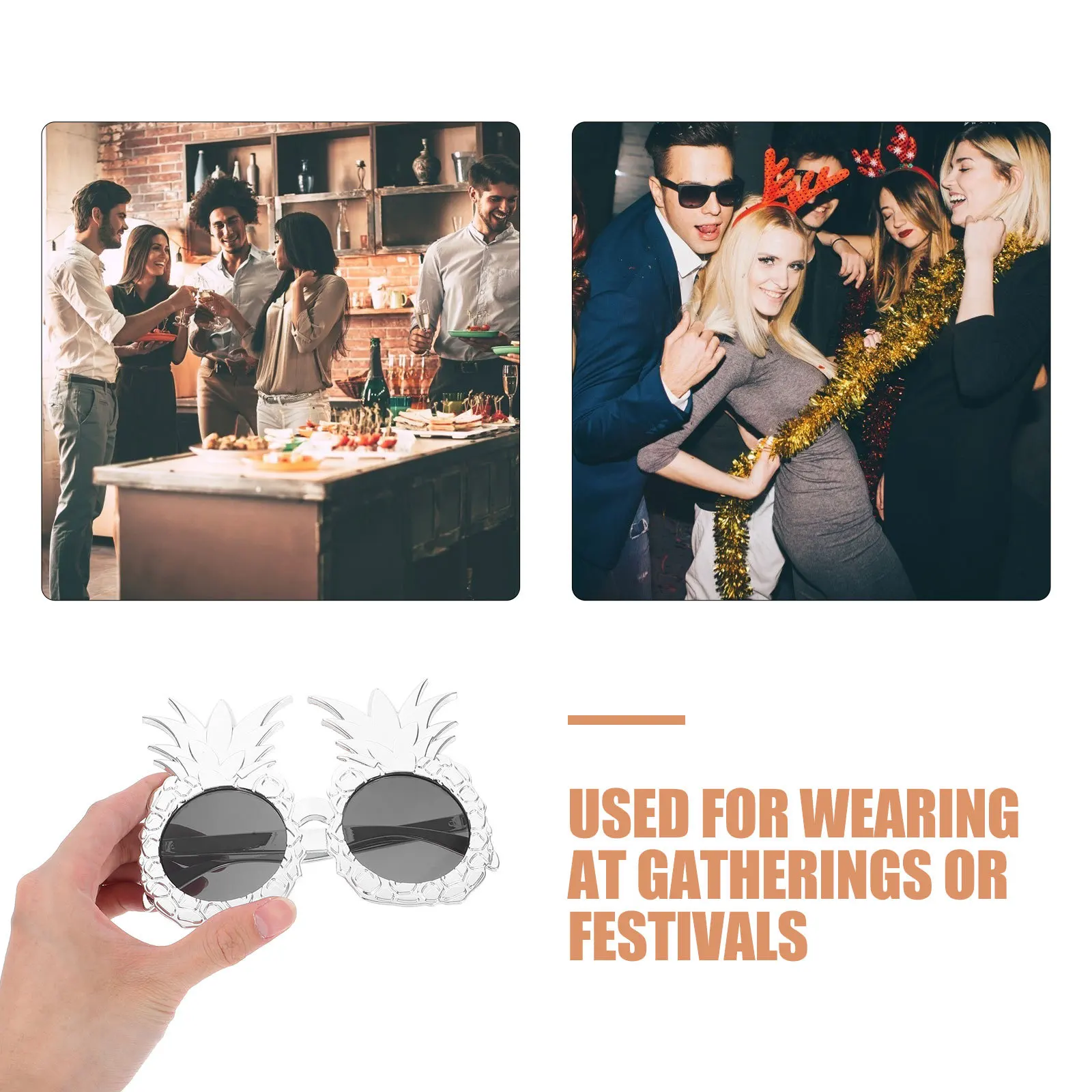 نظارات الأناناس المضحكة لحفلات هاواي لوا، نظارات شمسية من الفاكهة الاستوائية للشاطئ وحمام السباحة والمناسبات الصيفية، عدسات شفافة فريدة من نوعها #2