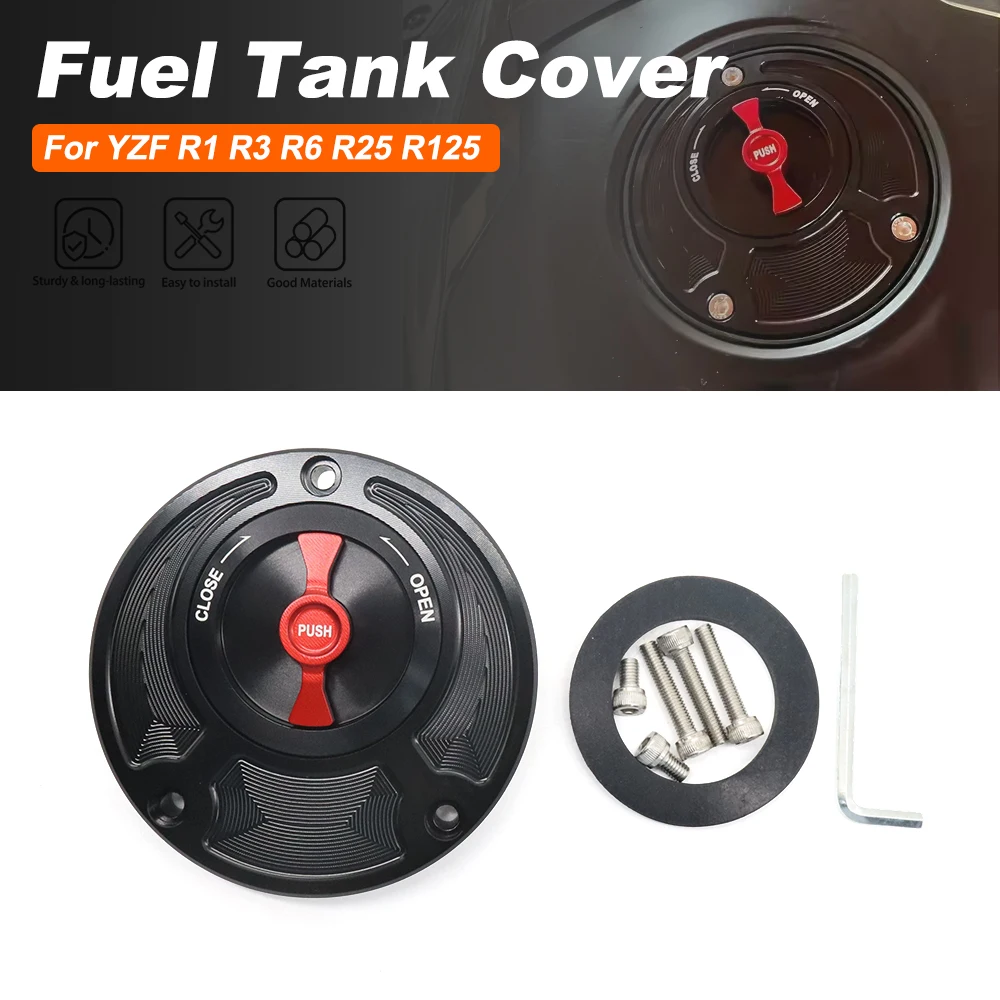 Keyless Motorcycle Fuel Gas Tank Cap Cover For Yamaha YZF R3 R6 R25 R125 R1 250 2010-2023 Motorcycle Accessories