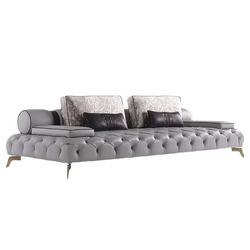 Italian light luxury post-modern leather sofa
