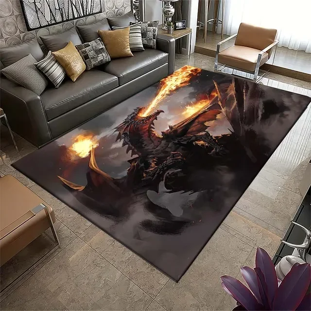 3D Cool Dragon Series Area Rug Large,Carpets Rug for Living Room Bedroom Decoration,,Kitchen Bathroom Non-slip Floor Mat Gift