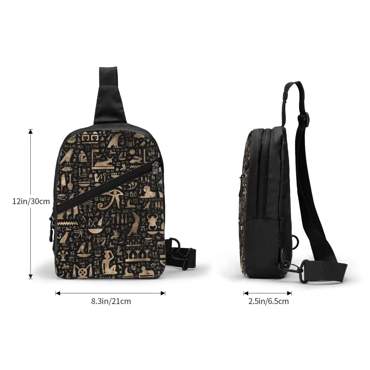 Casual Ancient Egyptian Hieroglyphs Crossbody Sling Backpack Men Egypt Symbol Shoulder Chest Bags for Travel Cycling