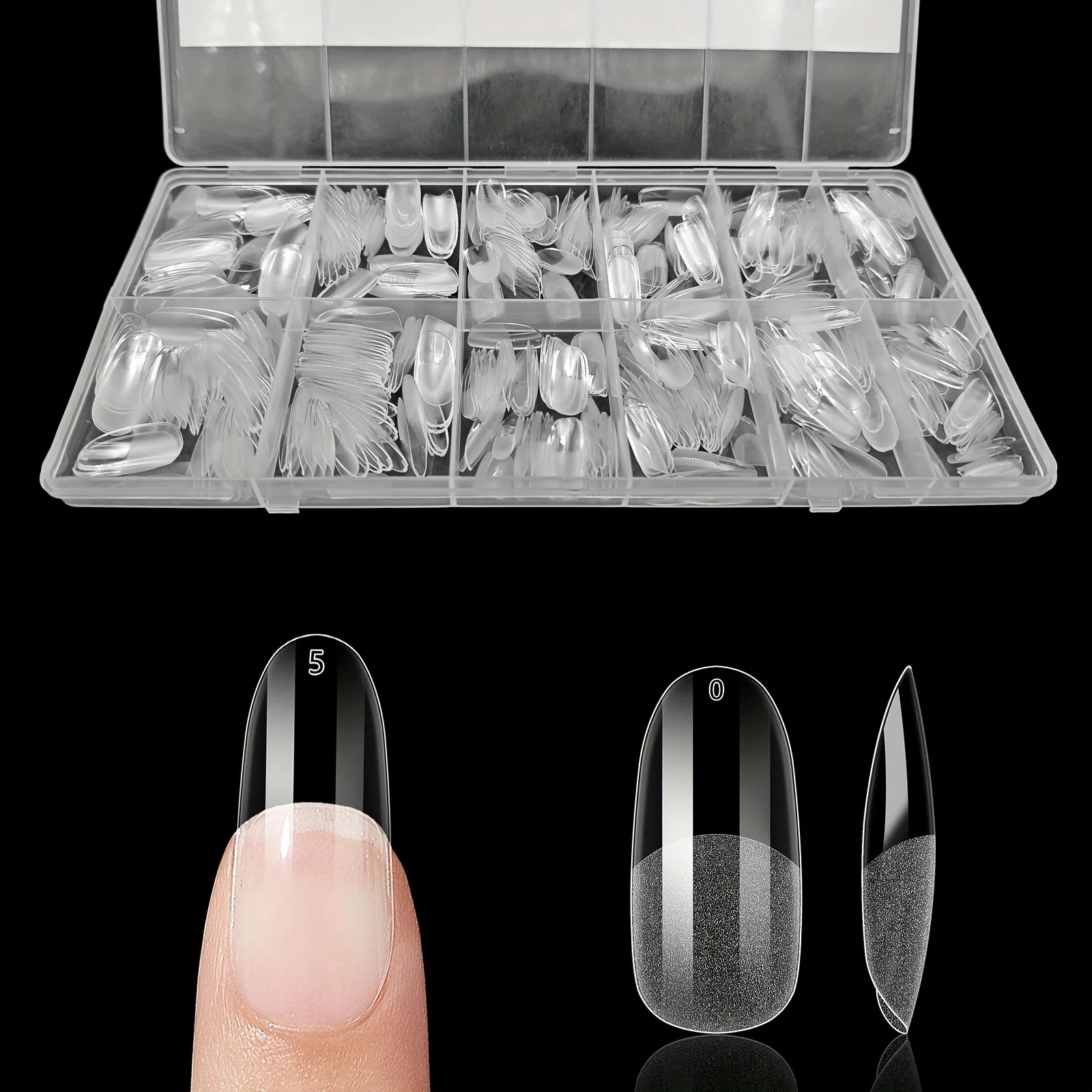 600 stuks valse nageltips semi-matte afwerking amandel Franse doodskist stiletto ovale vierkante vormen met voorrand verdikte vingertoppen