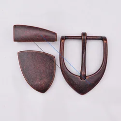 Conjunto de 3 piezas de cobre, hebilla de cinturón de cuero de calidad, Pin de una sola punta, ajuste de cinturón de 30mm