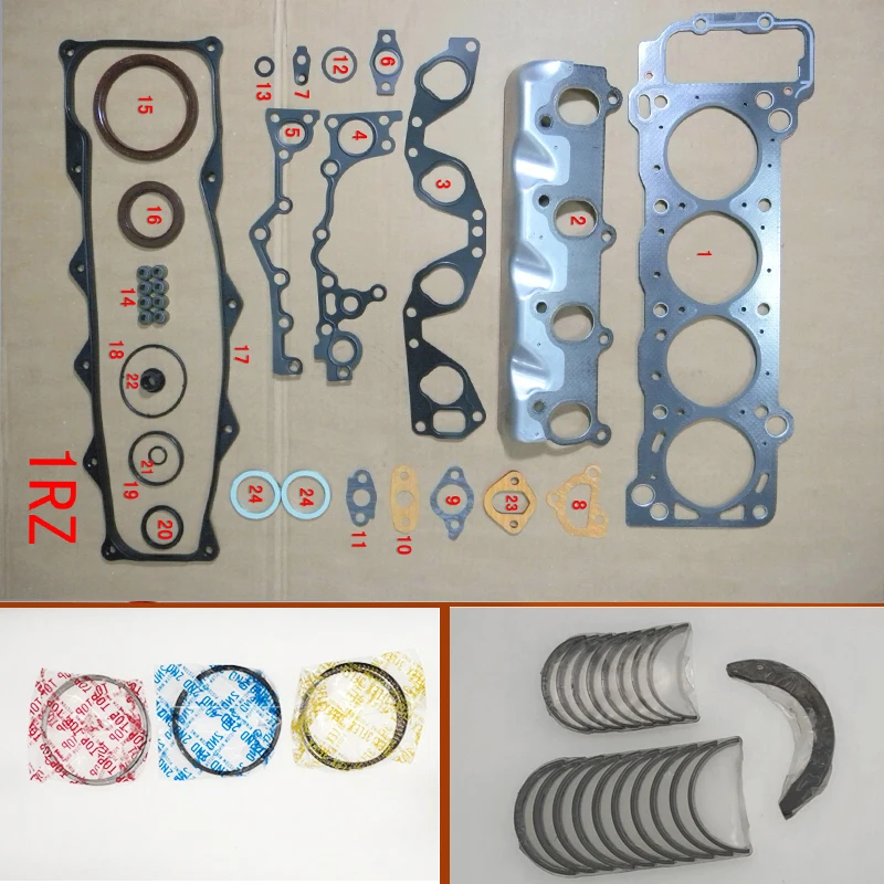 1RZ 1RZE Full gasket  kit crankshaft connecting rod bearing piston ring for Toyota HIACE wagon /HILUX pickup/HILUX platform 2.0L