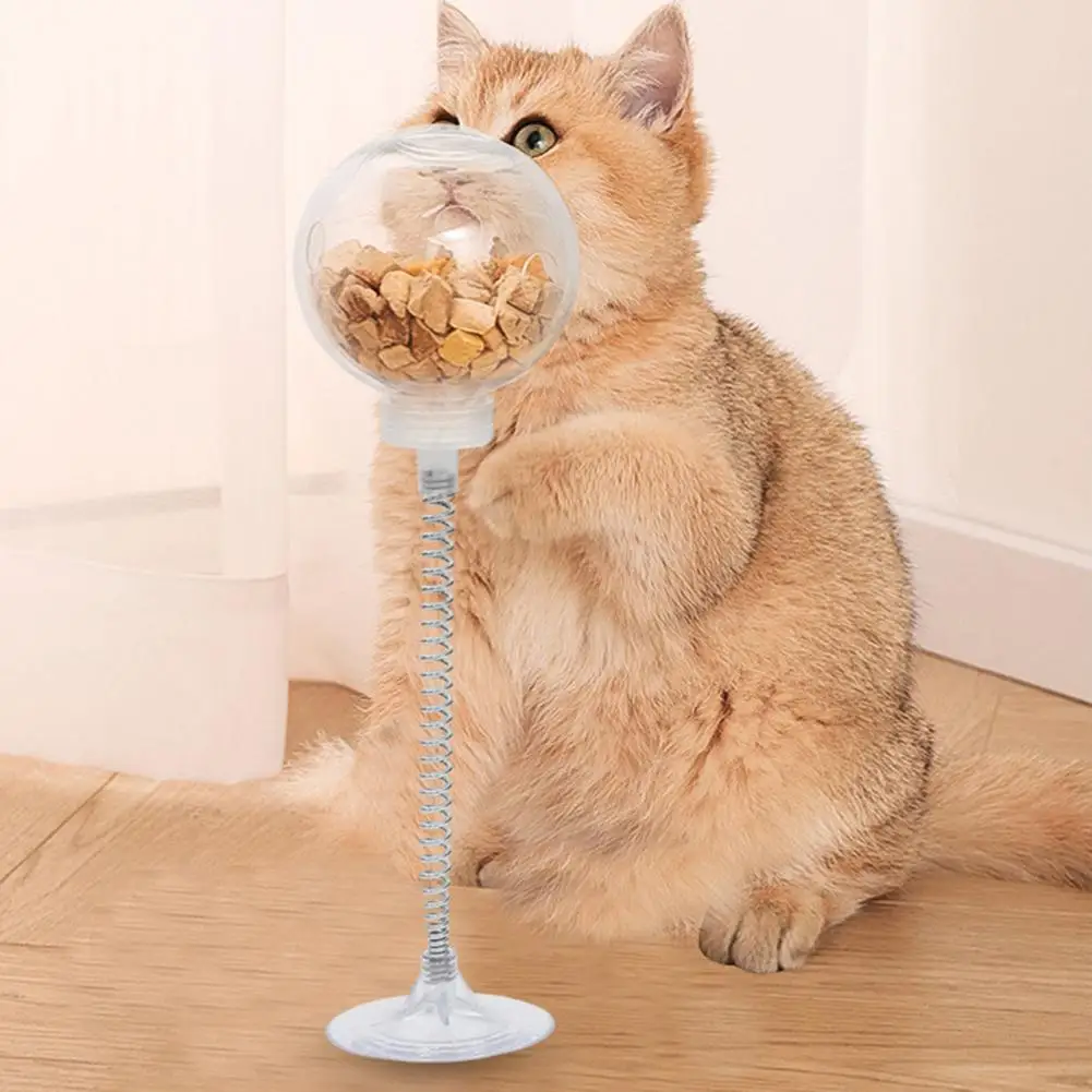 Food-powered Cat Toy Slow Feeder 360-degree Rotation Cat Food Leakage Ball with Suction Cup Prevent Indigestion Self for Cats