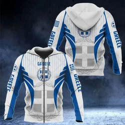 Custom Name Greece Emblem Wings Style Zipper Hoodies Unisex Oversize Sweatshirts Winter Casual Streetwear Tops Pullover