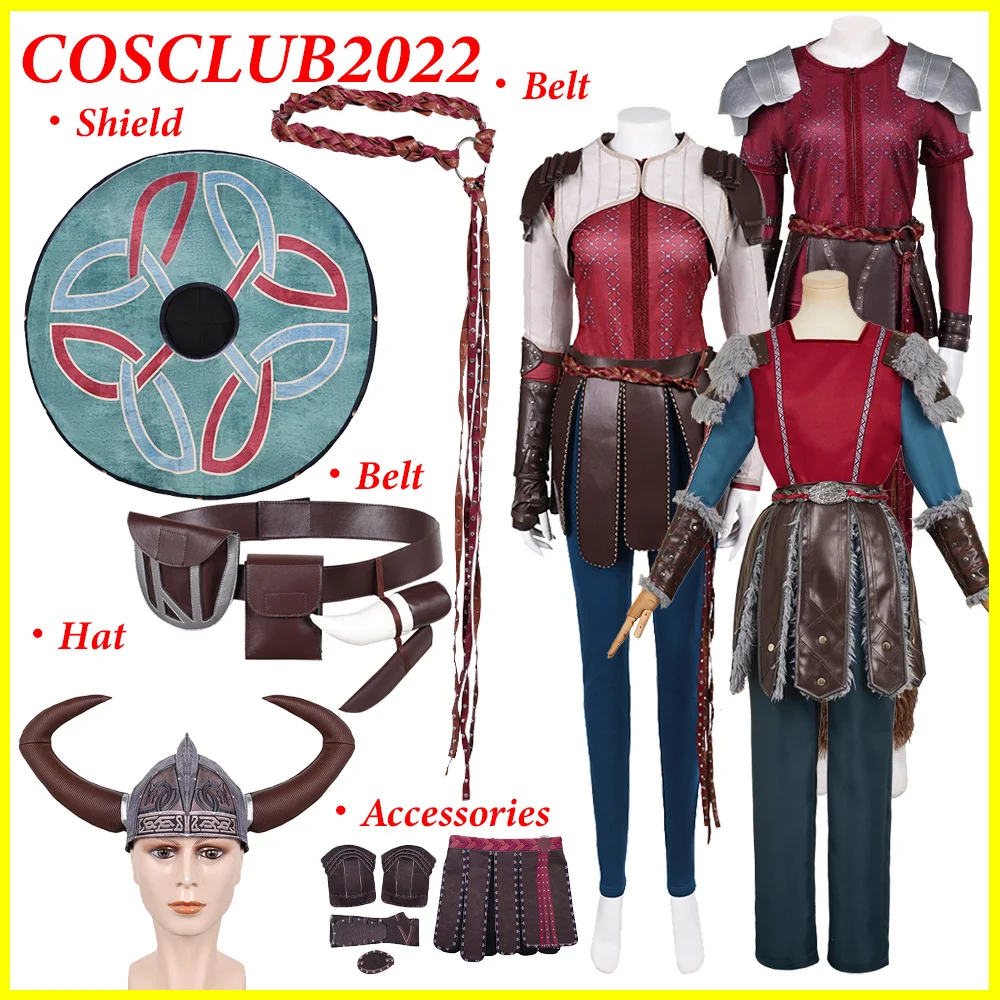 Hiccup Astrid Cosplay Belt Shield Headwear Cartoon Dragon Roleplay Waistband Hat Costume Accessories Outfit Halloween Party Suit