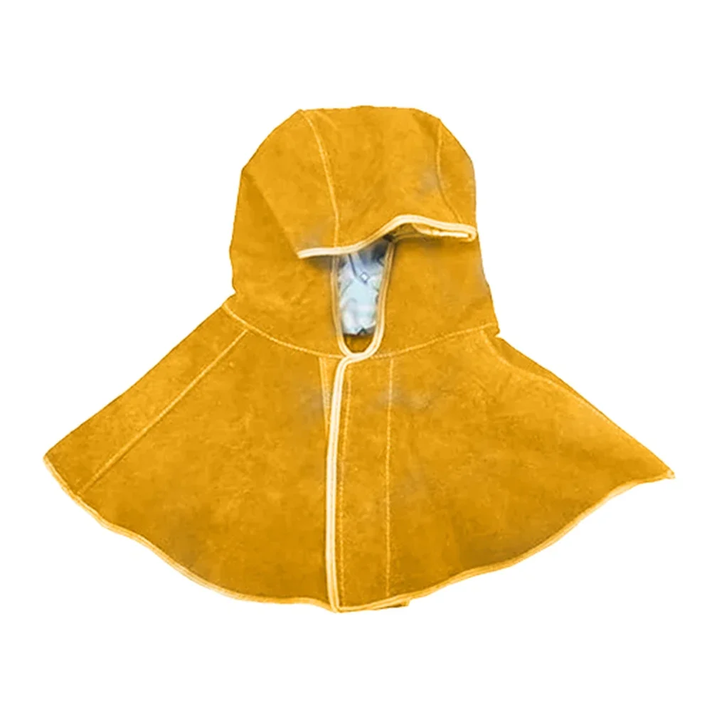 

Construction Sites Leather Welding Hood Electric Welder Cap Adjustable Size Cowhide Leather Full Coverage Head Protection