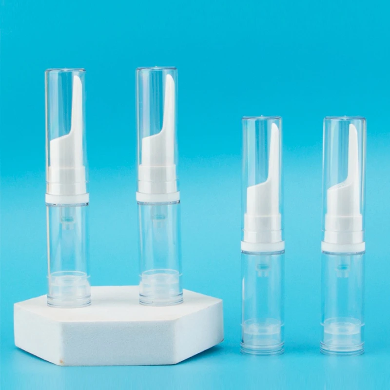 4Pcs 5ml 10ml Empty Mini Clear Plastic Liquid Foundation Vacuum Pump Bottles Travel Sample Container Makeup Tubes Vials