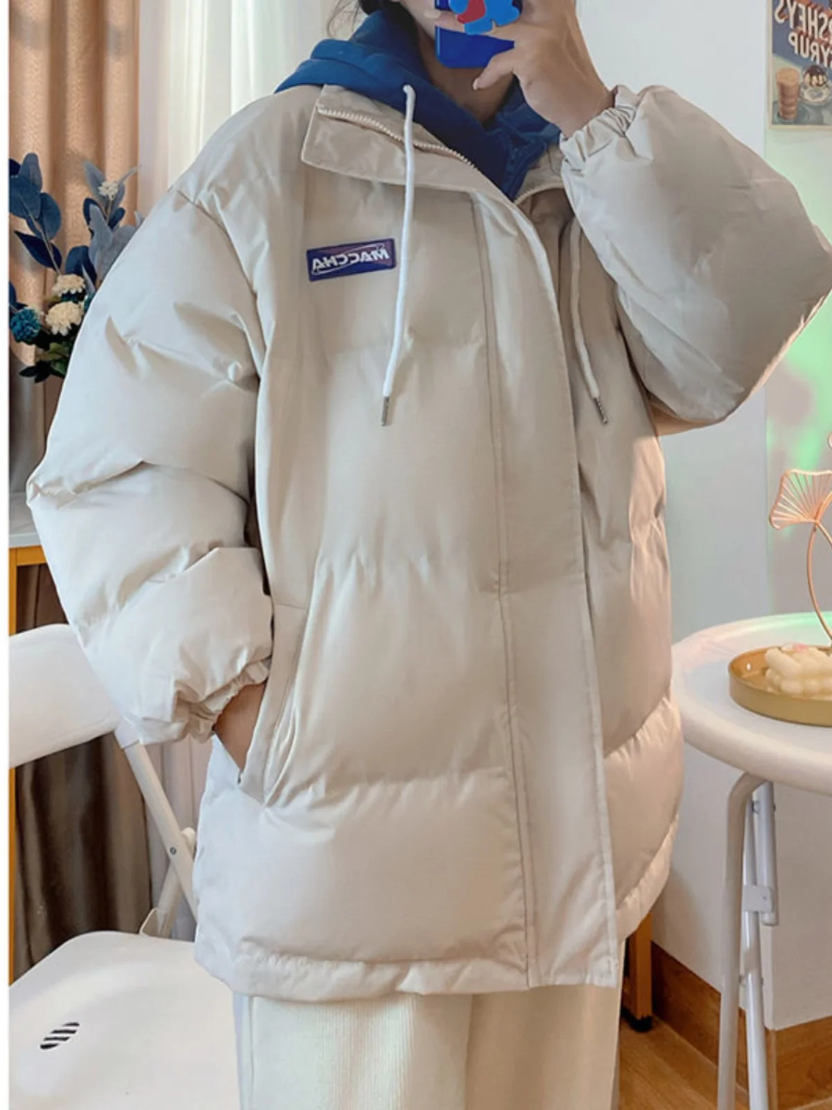 

Thickened Cotton Jacket plus Size 300 Pounds Splicing Design Unisex Autumn Winter American Style Couple's Warmth Casual Loose...