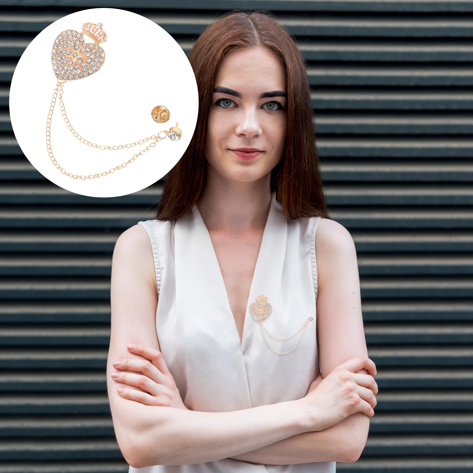 

Elegant Tassel Brooch Pin Sparkling Rhinestones Zinc Alloy Suit Accessories for Women Business Attire Parties Evening Wear