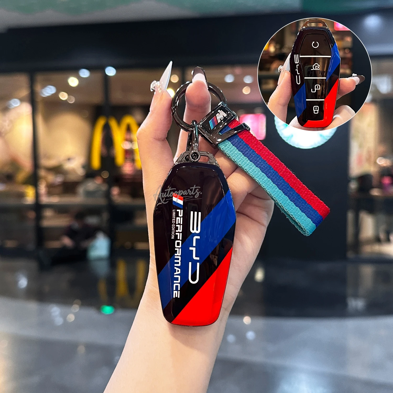 

Racing Style Metal Car Key Case Fob Cover For BYD Song Plus Atto 3 Han EV Tang DM Qin Seal Dolphin Remote Fob Holder Accessories