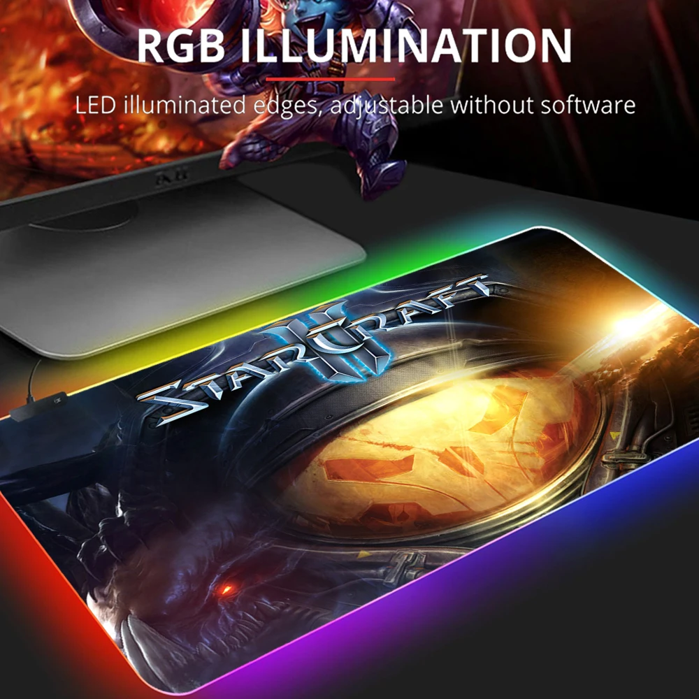 

Rgb Cute Mouse Pad Gaming Starcraft Pc Accessories Backlight Desk Protector Mousepad Anime Gamer Keyboard Backlit Mat