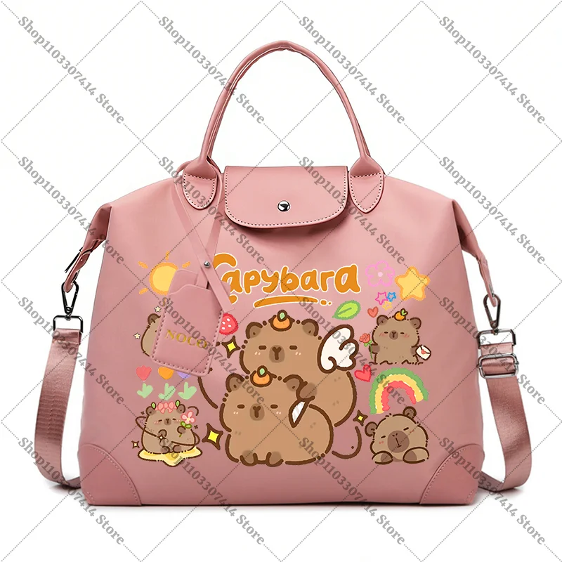 

Capybara Girl Large Capacity Travel Tote Women Anime Cute Crossbody Bag Cartoon Zip Storage Pouch Casual Handbags Birthday Gifts