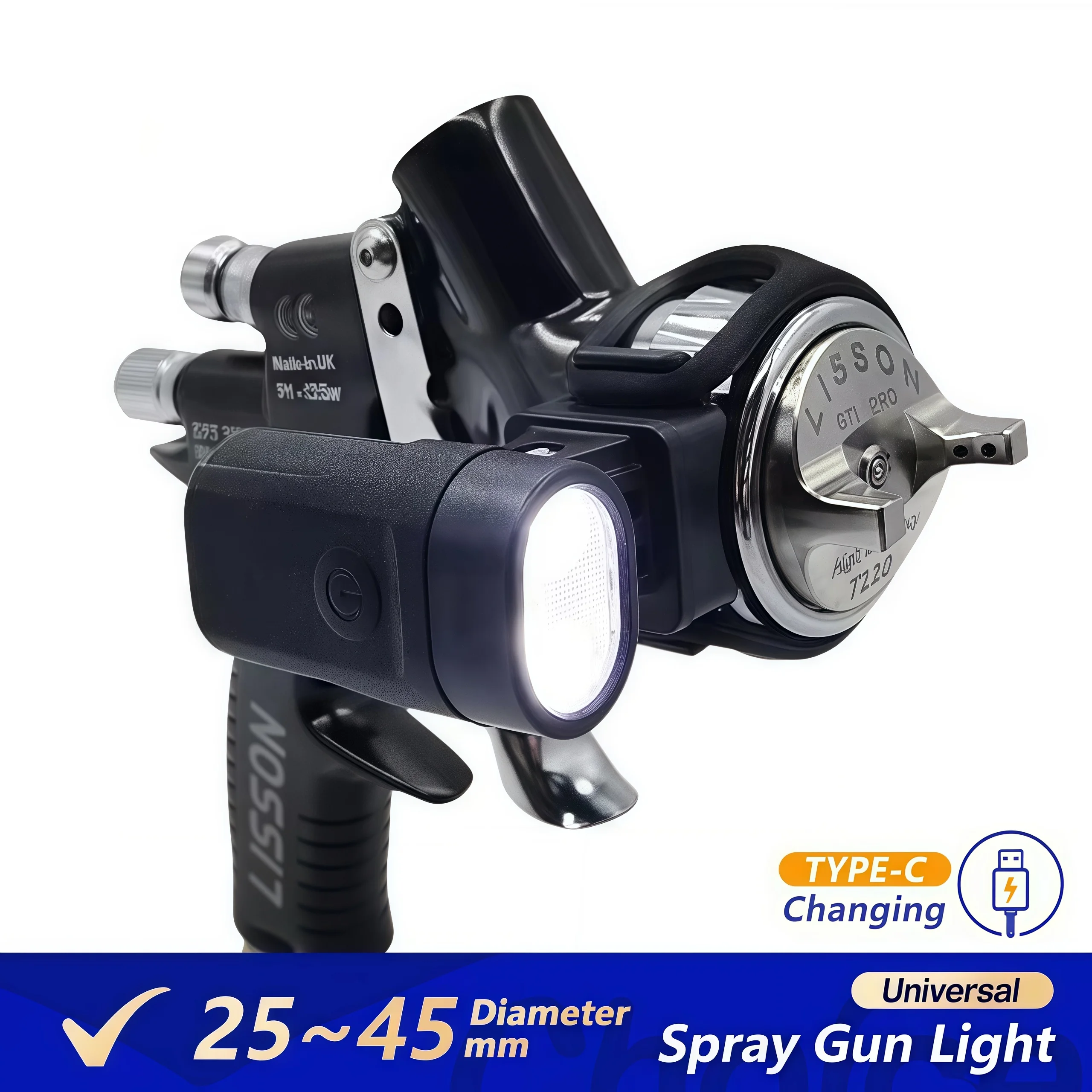 Upgrade Universal Spray Gun Light 2 Straps Airbrush Paint Fill Light Adjustable Lighting Power Professional Grade Painting Tool