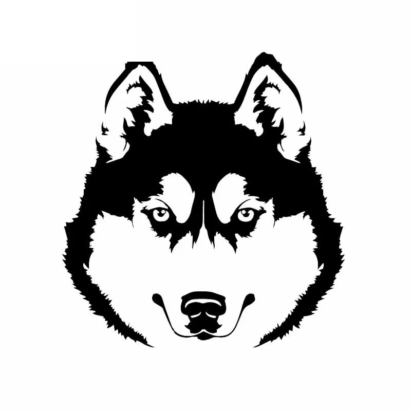 Car Sticker Cute Husky Dog Head Pet Animal Car Sticker Art Mural PVC Car Creative Sticker Cover Scratch Black/white, 15cm*14cm