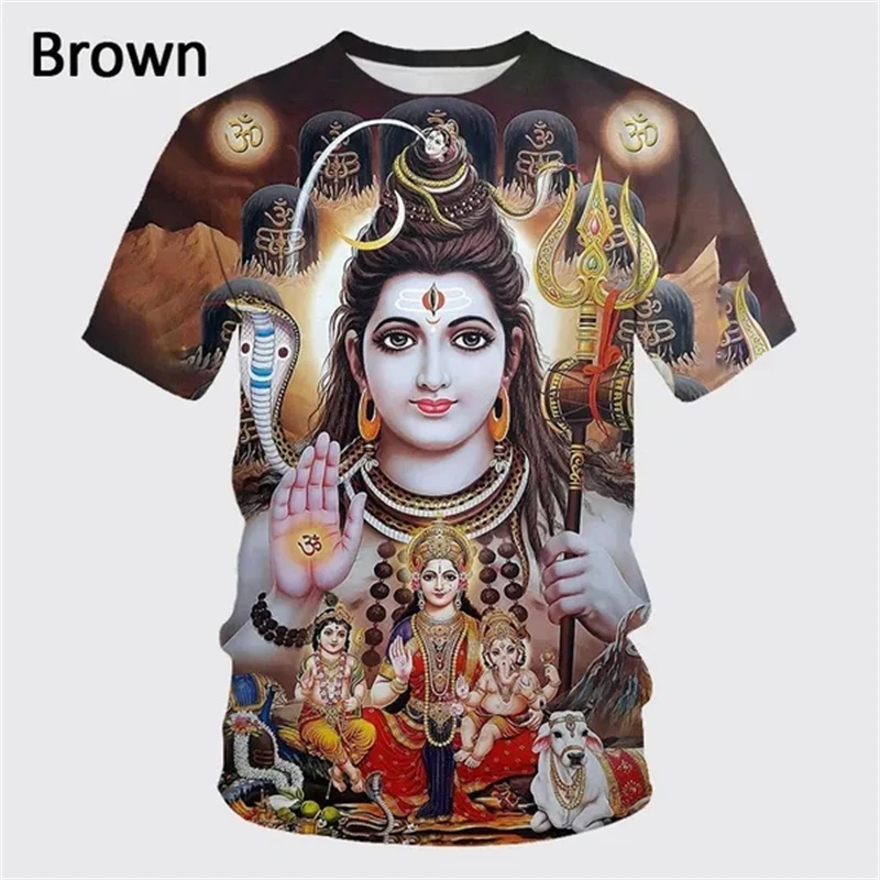 The Latest Fashion Hindu God Lord Shiva 3D Printing Men\'s And Women\'s T-shirts Summer Cool Casual O Neck Short-sleeved T-shirts