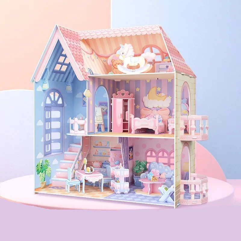 Cottage 3d three-dimensional jigsaw paper handmade DIY toy assembled girl gift