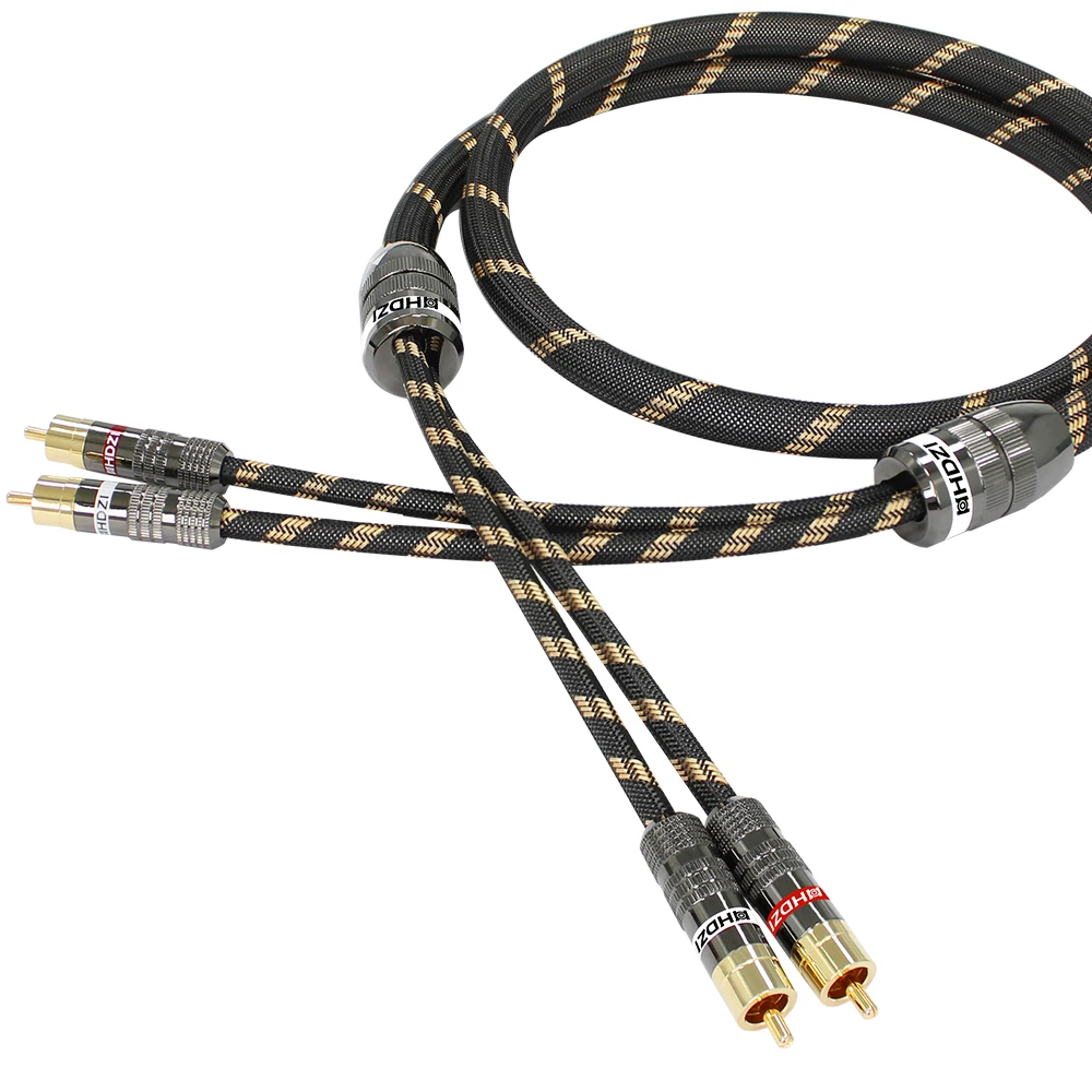 

2 Rca Male to 2 RCA Male Audio Stereo Subwoofer Speaker Cable Oxygen Free Copper Nylon-Braided Gold Plated OFC Audio Cord Wire