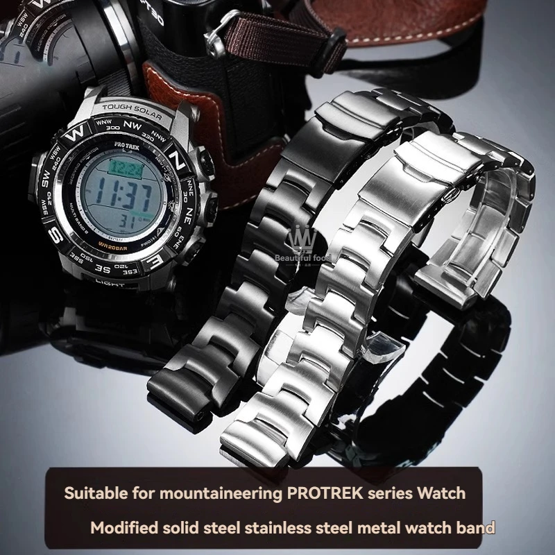 

Solid stainless steel Strap For Casio Pro trek PRG-260 500 550 PRW 3500 2500 5100 Series Metal Watchband Men's Watch Accessories