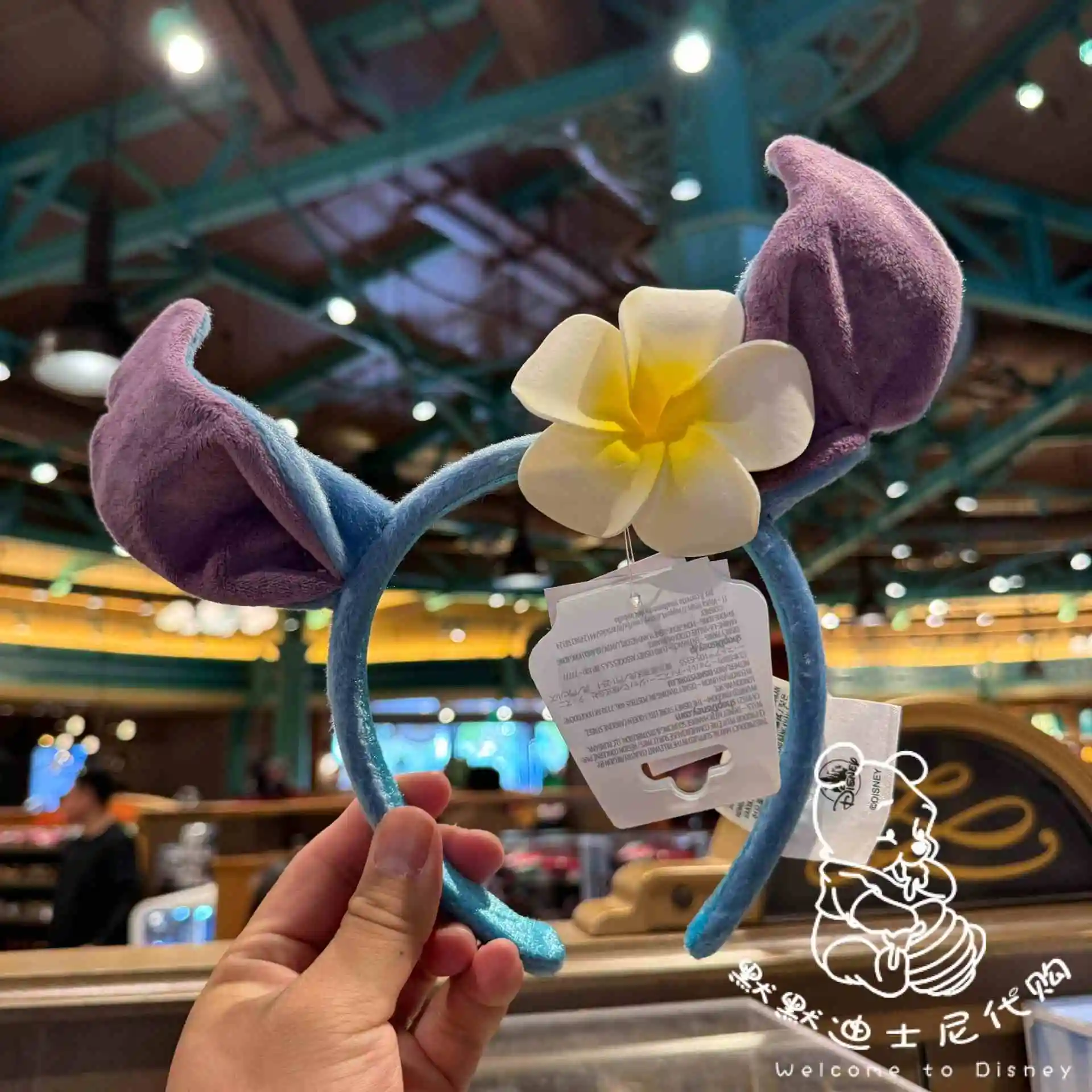 Original Disney Minnie Mouse Headband Cartoon Red Flower Bow Pu Leather Shanghai Disneyland For Adult Children Headwear Gifts