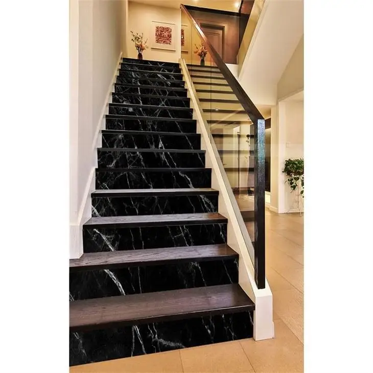 التخصيص تصميم جديد سلالم الرخام المصقول خطوات الرخام الأسود مع الملمس الصلب