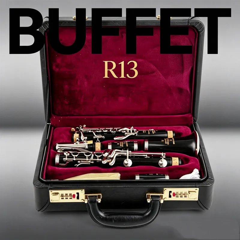 Novo Clarinete Profissional BUFFET R13 Si bemol de Alta Qualidade para Instrumentos de Sopro, Tubo Preto com Estojo e Acessórios