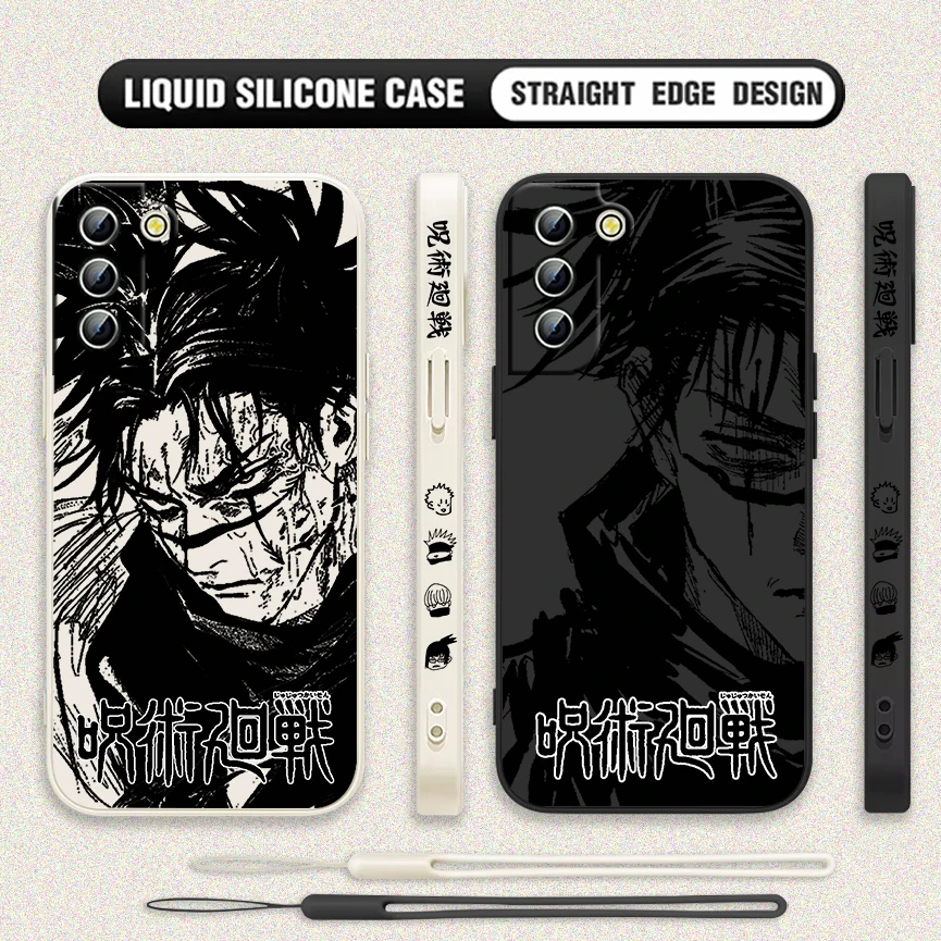 Choso Jujutsu Kaisen Anime For Samsung Galaxy S24 S23 S22 S21 Pro FE Plus Ultra Soft Liquid Left Rope Phone Case