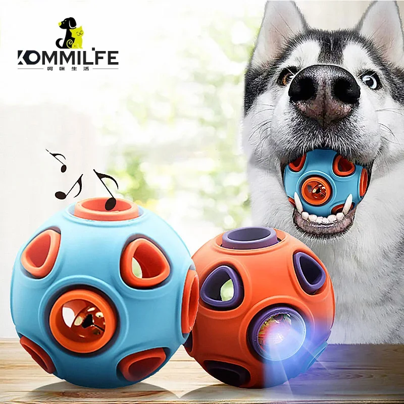 KOMMILIFE Glow Pet Dog Toys Interactive Ball Toy For Dogs Anti-stresses Bite-resistant Molar Dog Chew Toy Dog Accessories