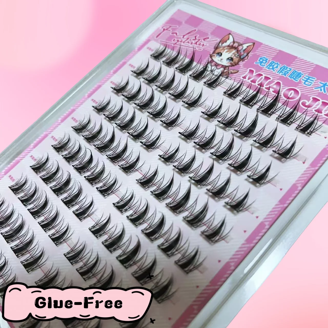 MIAOJIE DIY pestañas autoadhesivas en racimo 10 filas/caja, pestañas seccionadas estilo Manga sin pegamento aspecto Natural