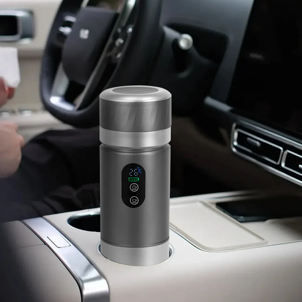 Portable Self-Heating Espresso Coffee Maker LED Screen Mini Hot Cold Brew Machine Battery-Powered for Home Office Use for Travel