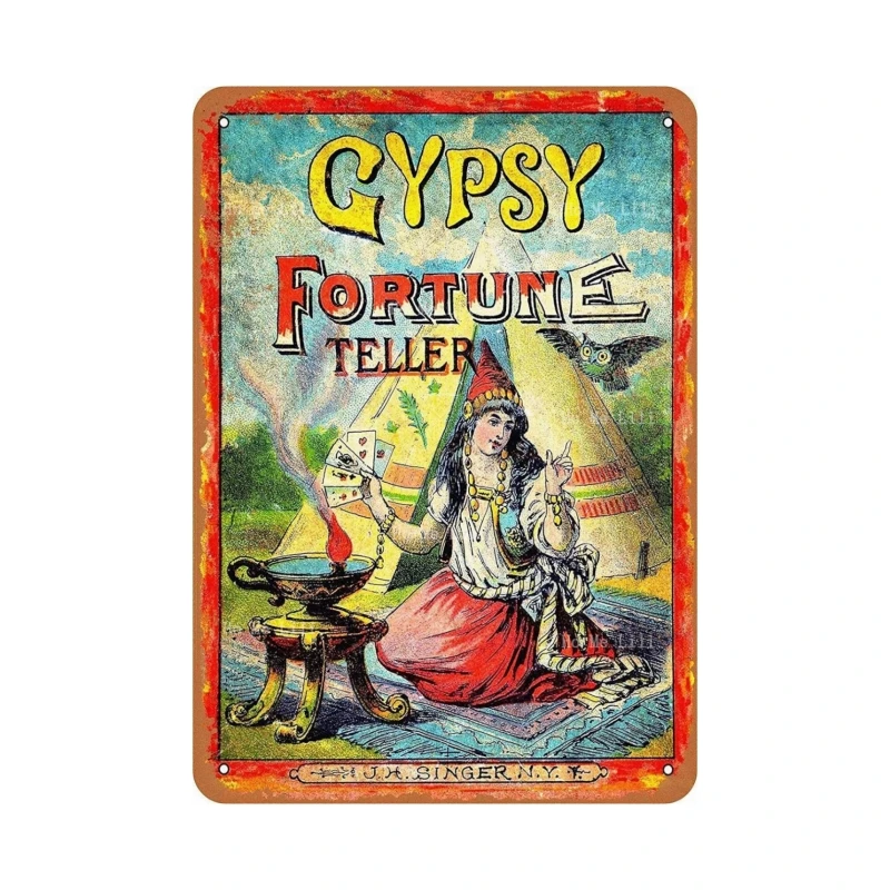 Metal Sign Gypsy Fortune Teller Vintage Wall Decor Art Man Cave Home Wall Decor