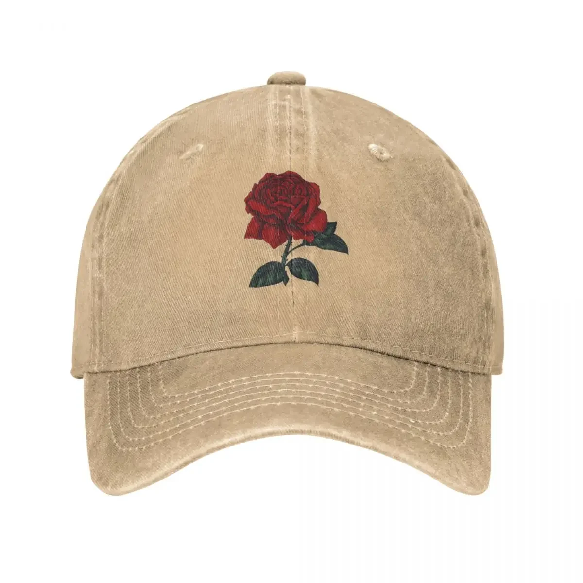 RED ROSE, Flower painting Cowboy Hat Military Cap Man Anime Caps For Women Men'S