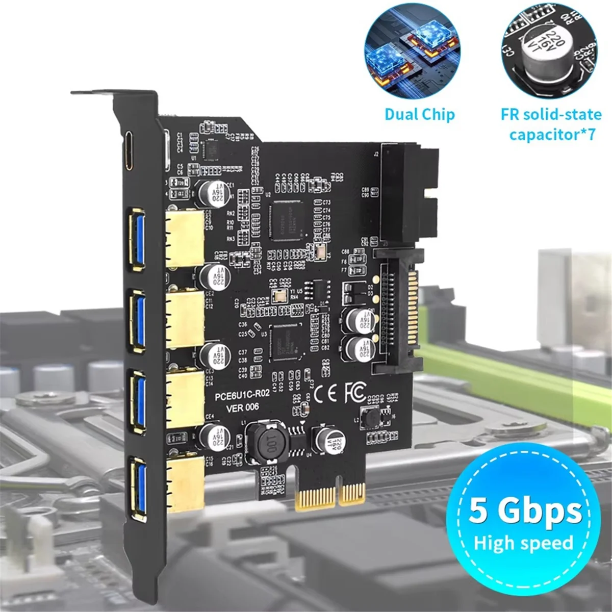 N18R USB 3.0 PCI-E Type C Карта расширения PCI-E 1x к USB 3.0 Контроллер 4-портовый USB 3.0 + 1-портовый адаптер USB 3.1 PCI-E Card