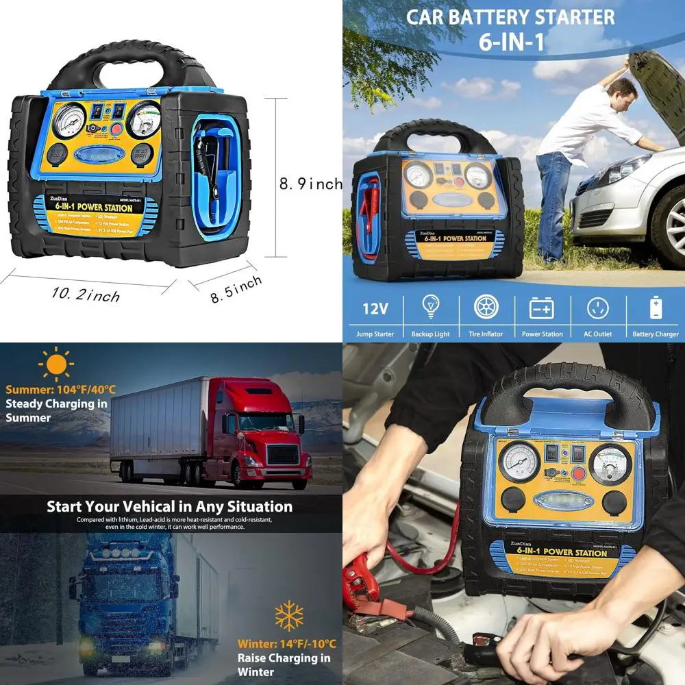 

6-in-1 1800 Amp Jump Starter with Air Compressor 260PSI Tire Inflator, 12V Car Battery Jumper Starter Booster Pack for Truck Aut
