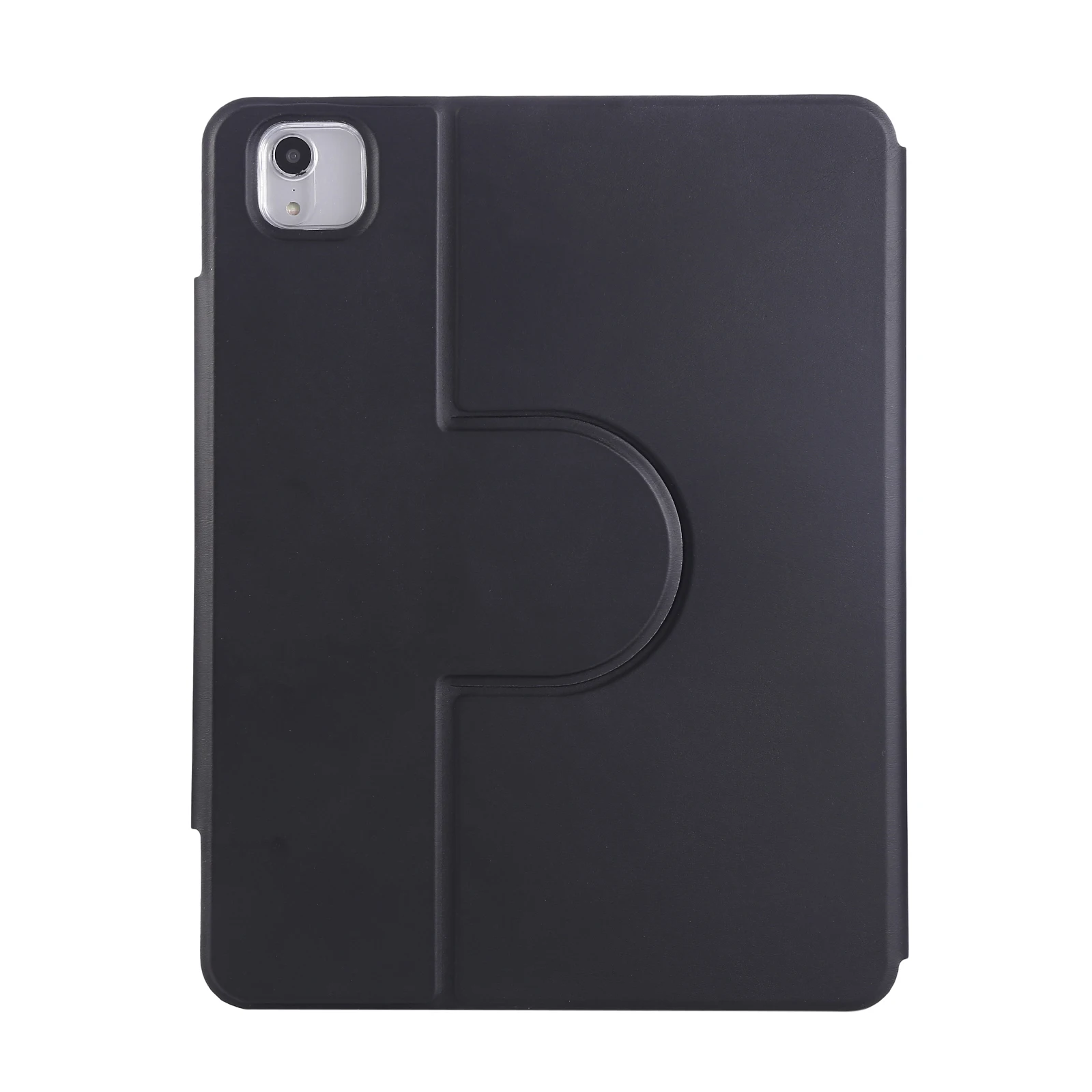 For iPad (2025)  /  10.9 (2022) Case Magnetic Detachable Rotating Stand Acrylic + Leather Tablet Cover - Black