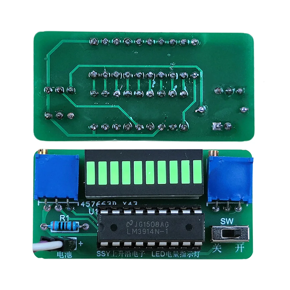 LM3914 LED Battery Capacity Indicator Module DIY Electronic Kit 3.7V Lithium Power Level Tester Soldering Project Practice Suite