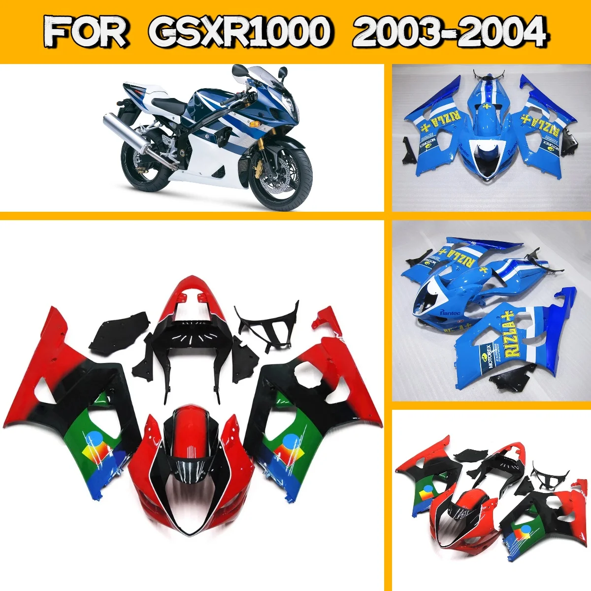 Aftermarket Fairing Kit for 2003 2004 Suzuki GSXR1000 Motorcycle Full ABS Fairings Body Panels 03 04 GSXR 1000