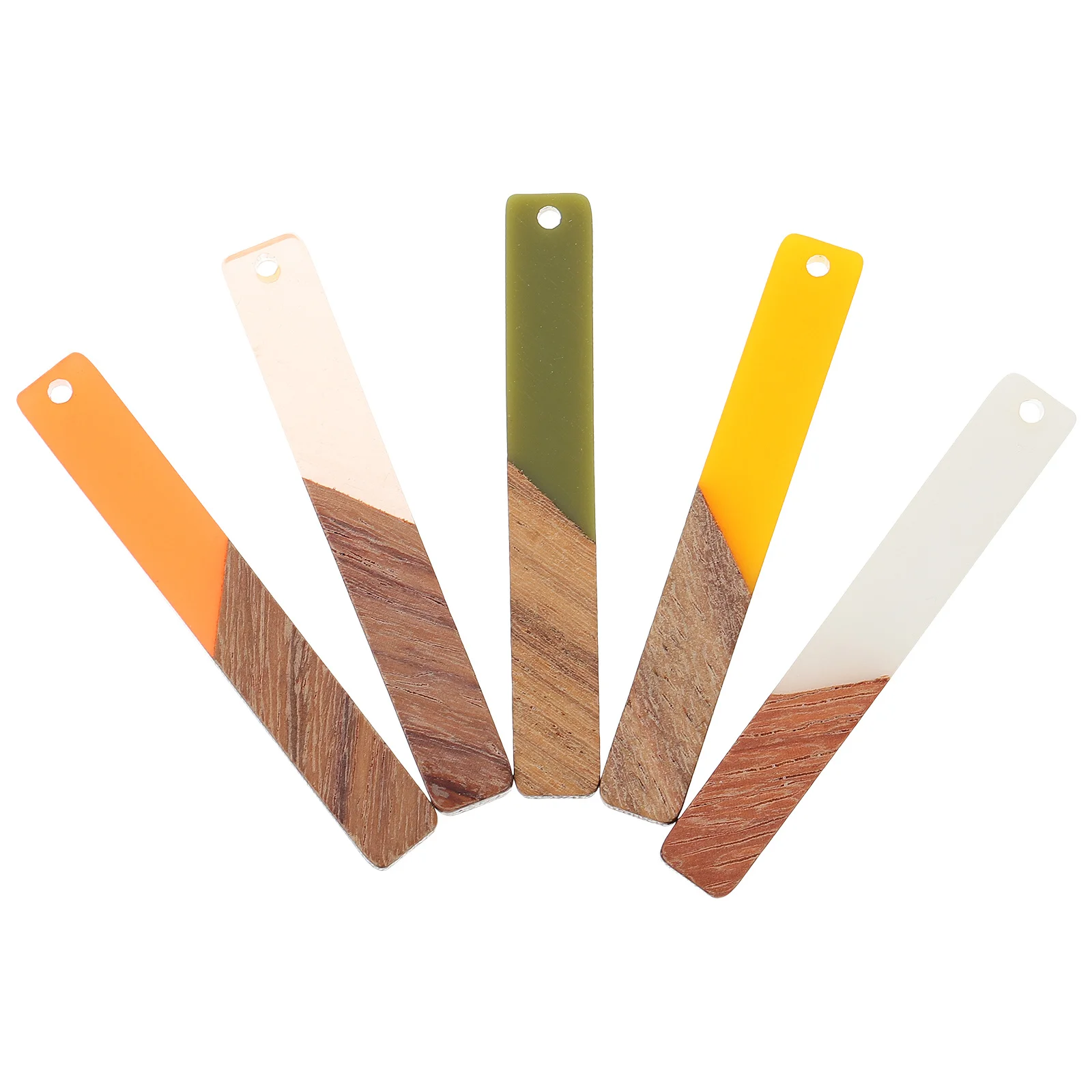 

5Pcs Wood Resin Rectangle Bar Pendant Charms Bright Color DIY Jewelry Making Accessories Necklace Earring Craft Decorative Strip