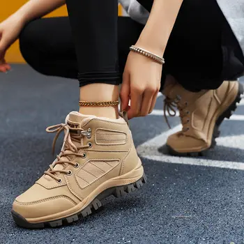 女士運動鞋 白色休閒防滑跑步鞋 戶外健行登山防水透氣繫帶厚底運動鞋 10 最佳銷售 女士健行鞋 - №9