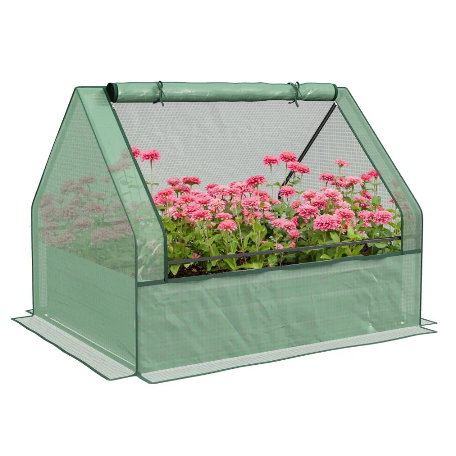 

Raised Garden Bed with Mini Greenhouse Galvanized Outdoor Planter Box with Cover for Herbs and Vegetables Use for Patio Garden